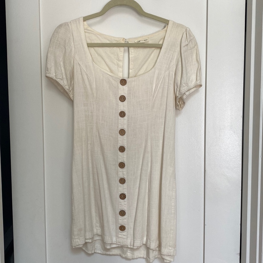 LINEN AND DOUBLE LINED WHITE DRESS